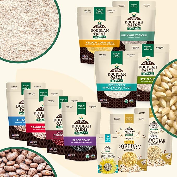 Organic Whole Wheat Flour 1.5 lb - Non-GMO, Pesticide-Free, Regenerative Organic Certified for Baking Bread, Pizza, Pasta, & More by Doudlah Farms