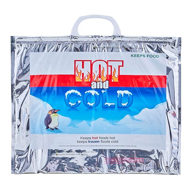 Superio Hot and Cold Insulated Bags for Food Delivery, Grocery Shopping Bags, Food Storage for Hot and Frozen Food for Travel, Disposable Cooler Bag, Reinforced Thermal Lunch Bag (12, 15.5"x13")