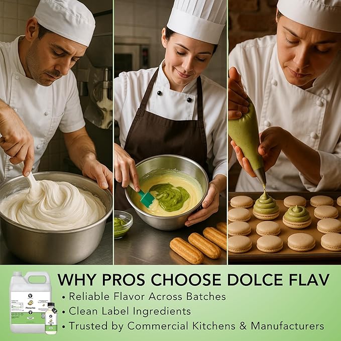 Dolce Flav Pistachio Flavoring – 32 oz. – Premium Flavoring for Ice Cream, Desserts, Boba, Beverages & Baked Goods | Ideal for Restaurants, Bakeries & Coffee Shops