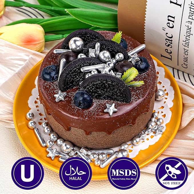 Dazzjoy Edible Gold Pearl Sprinkles, Sugar Candy Pearls, Food Grade, 130g/4.58oz, Gold Star Pearls Sprinkles for Cake Decorating, Cupcake, Cookies Topper Decoration