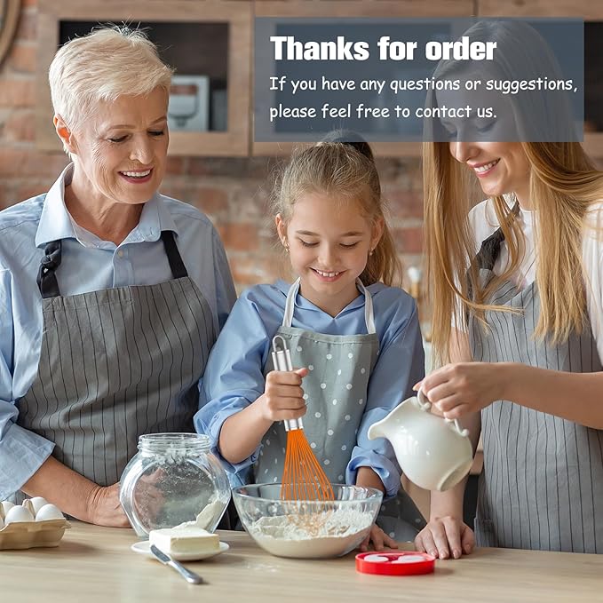 Orange Silicone Whisk, Professional Whisks For Cooking Non-Scratch, Stainless Steel & Silicone Wisk, Plastic Rubber Whisk Tool For Nonstick Cookware Pans, BPA free, Silicon Wisks Set of 3