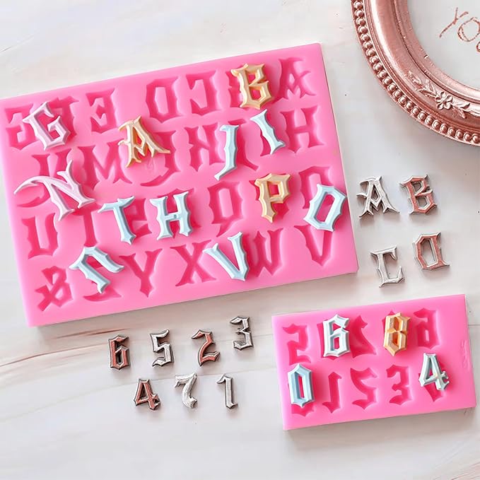 Letters Molds And Numbers Molds, 0-9 Number And 26 Letters Silicone Molds,Fondant Mold Chocolate Molds,Cookie Cutters,For Baking Desserts And Cake Decoration