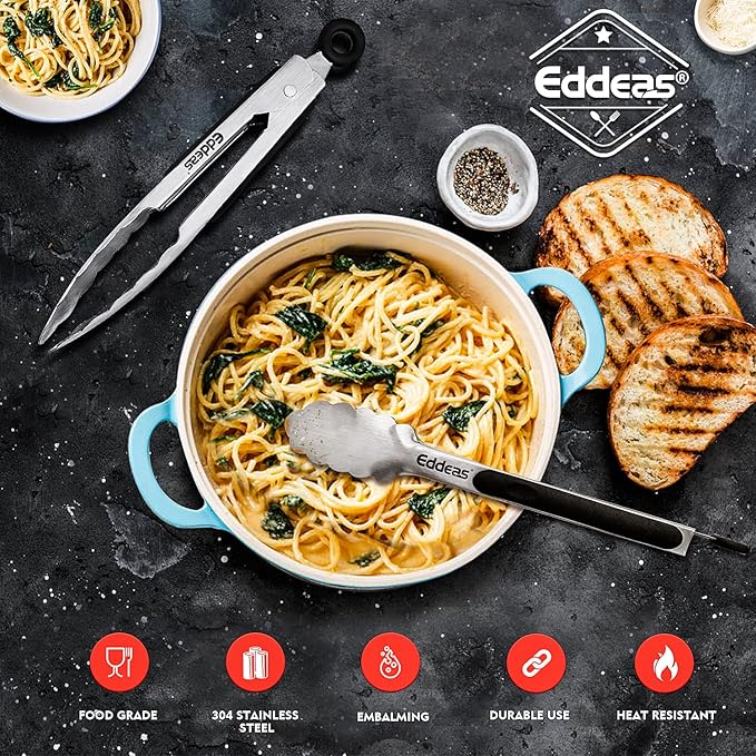 Tongs For Cooking - Heat Resistant 600 Degrees Stainless Steel Kitchen Tong,Heavy Duty Metal Locking Tongs - Perfect for Food,Salad and BBQ set of 3 (7",9" and 12") Dishwasher