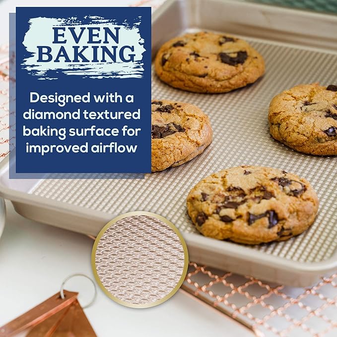 Ultra Cuisine Nonstick Quarter Sheet 13 +cookie sheets Baking Pan - Warp - Scratch Resistant - Texture for Easy Food Release - Durable Carbon Steel Design - Professional Quality 9 x 13 Baking Pan