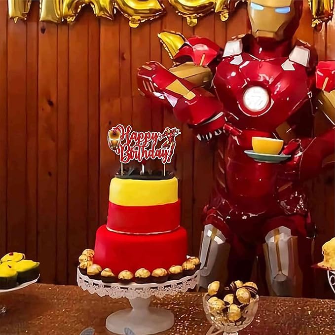 Irn man Happy Birthday Cake Topper - Birthday Decorations.