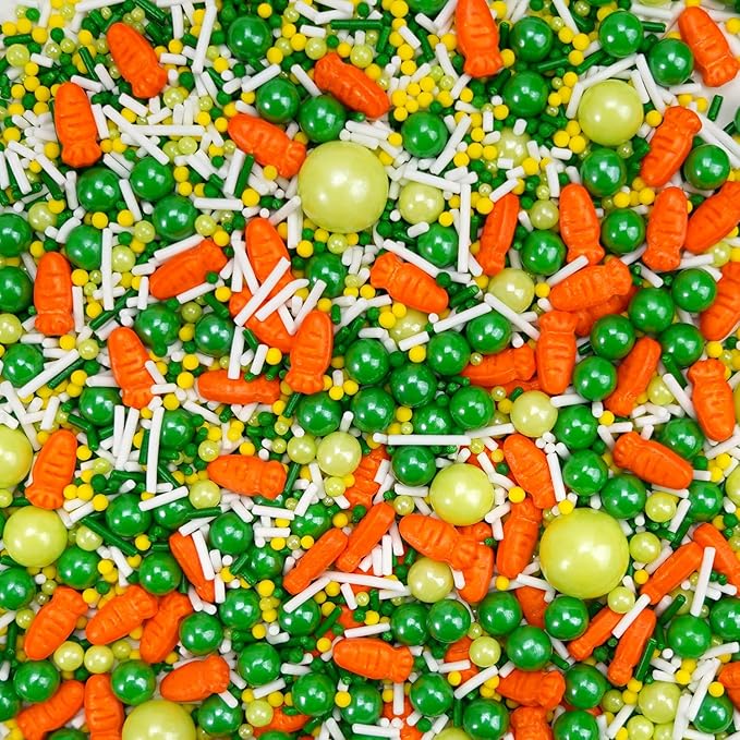 Green Sprinkles for Cake Decorating, Edible Spring Sugar Carrots, Sprinkles for Baking Cupcake, Cake Decoration, Easter, Holiday, Wedding Party, 150g/5.29oz