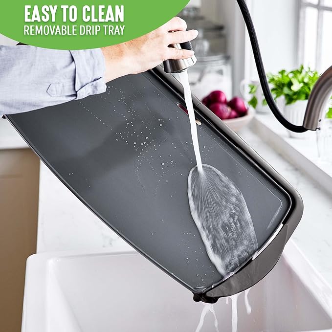 GreenLife 20” Extra Large Electric Griddle, Non-Toxic PFAS & PFOA-Free Ceramic Nonstick, Temperature Control, Quick Even Heating, Removable Drip Tray, Pancakes, Eggs, Sausage, Easy Clean, Black