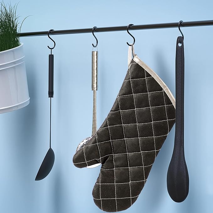 ARCLIBER Oven Mitts Heat Fire Resistant Oven Mitts 425 ° F, Quilted Terry Cloth Cotton Soft Lining Oven Gloves, Extra Long Kitchen Mittens for Cooking Baking