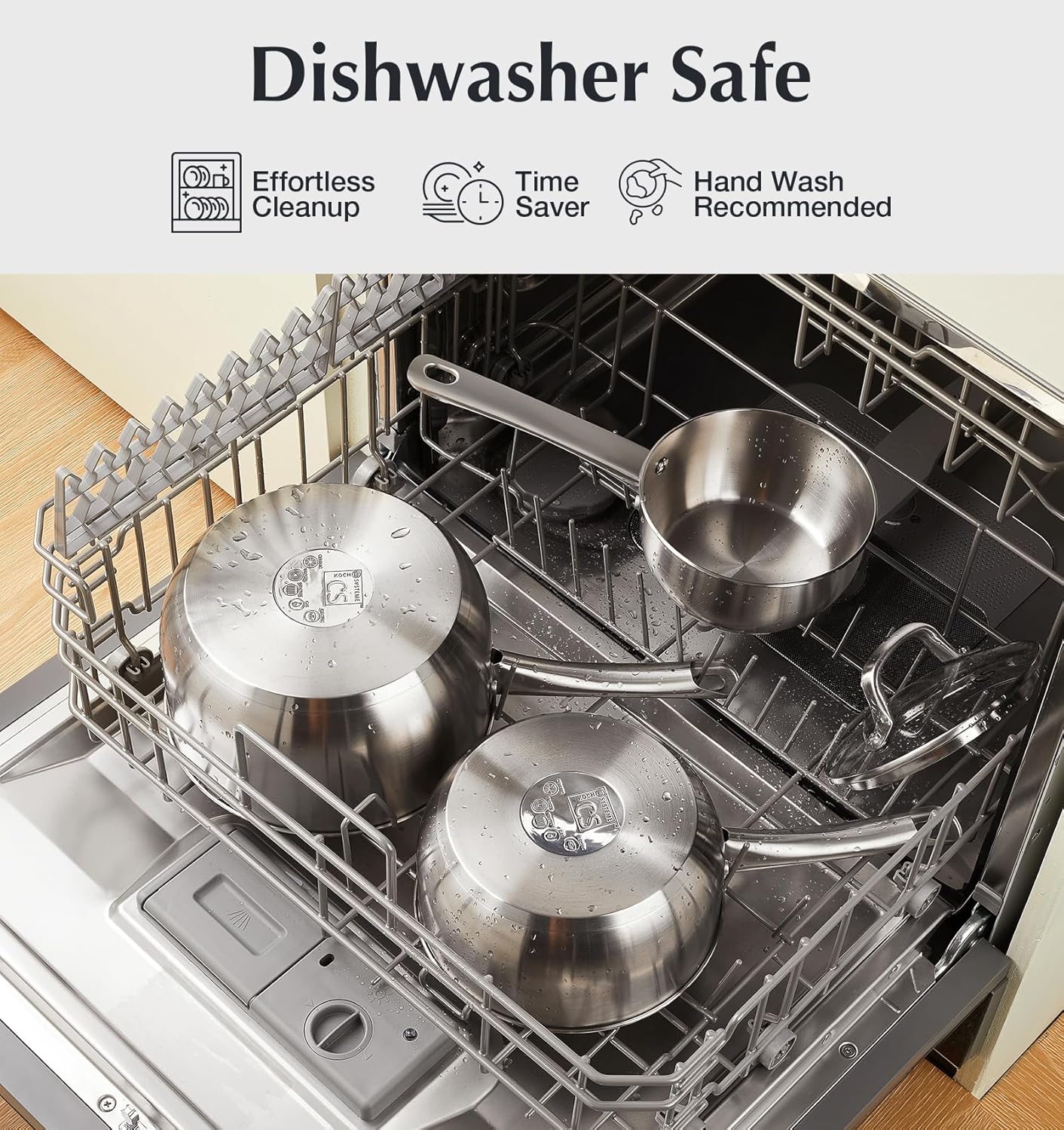 KOCH SYSTEME CS Stainless Steel Saucepan, 3 Quart Saucepan with Lid, Premium Stainless Sauce Pan, Indutcion Sauce Pan with Lid, Stainless Steel Pot 3 QT, Easy to Clean, Oven Safe