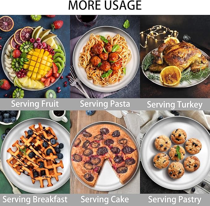 P&P CHEF Pizza Pan Bakeware for Home Kitchen, Stainless Steel Pizza Tray for Baking Pizza, Healthy & Reusable & Easy Clean, Oven & Freezer Safe, 12 Inch & Silver