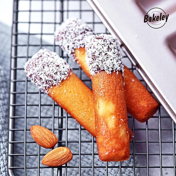 Financier Cake Pan, 12-Cavity Non-Stick Rectangle Muffin Pan Biscuits Cookies Bakeware for Oven Baking (Champagne Gold)