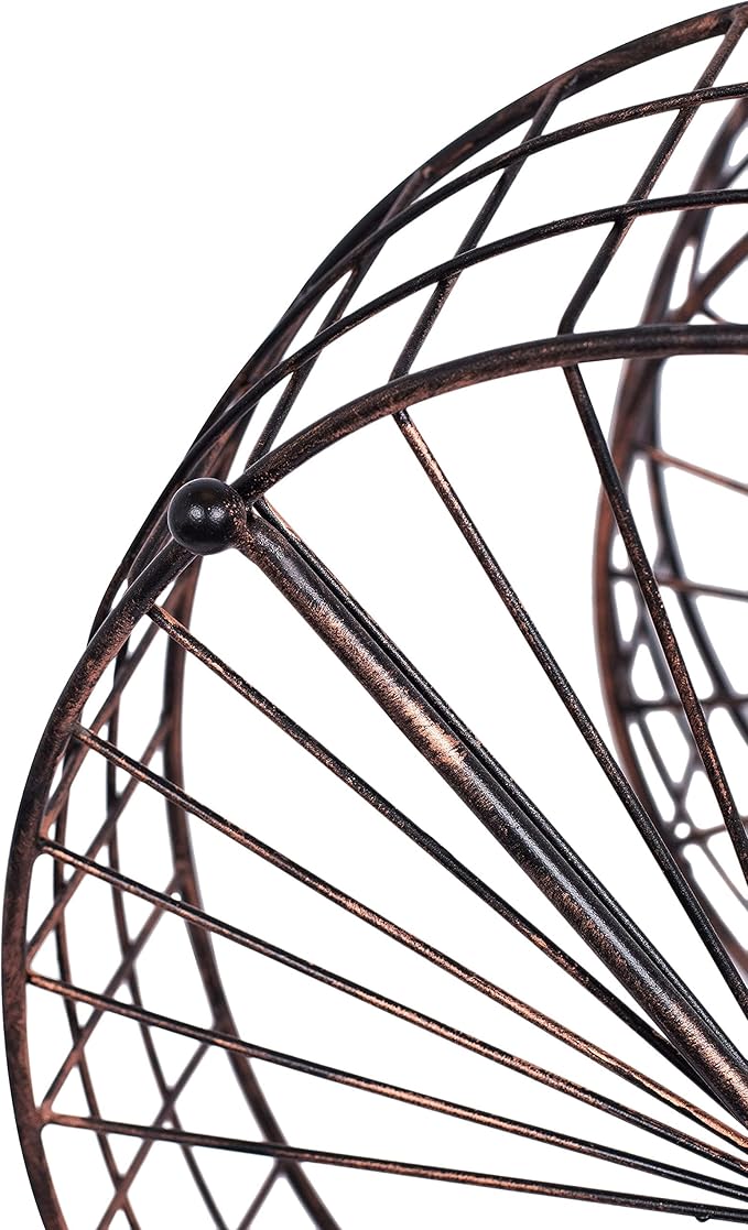 BirdRock Home 3 Tier Wire Fruit Basket | Round Metal Standing Baskets | Fruit Vegetable Garlic Caddy | Freestanding Rustic Decorative Basket