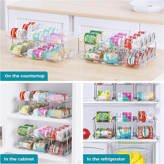 Can Organizer for Pantry, 4 Tiers Can Storage Rack, up to 48 Cans Food Holders for Fridge, Cabinet and Pantry Organization
