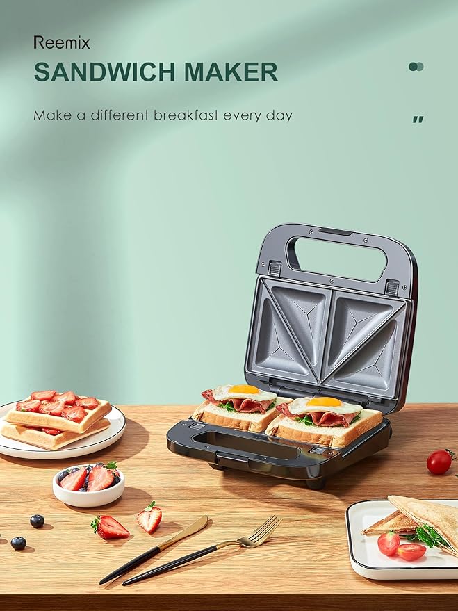 3-in-1 Waffle, Grill & Sandwich Maker, Panini Press Grill and Waffle Iron Set with Removable Non-Stick Plates, Perfect for Cooking Grilled Cheese, Tuna Melts, Burgers, Steaks and Snacks, Black (3 in1 Sandwich Maker All Stainless Steel)