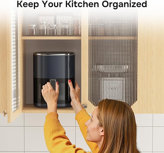 Simple Deluxe Air Fryer - 6.34 QT Digital Airfryer with Visible Window, 12 Presets Functions, Nonstick and Dishwasher-Safe Basket, 1700W, Gray