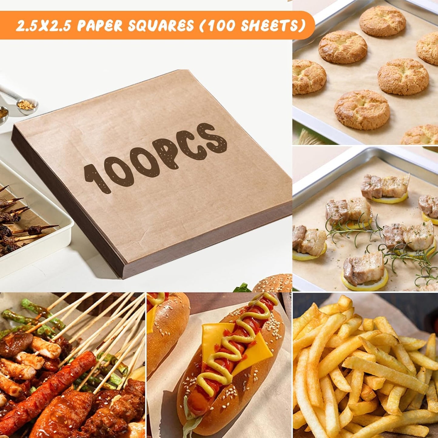 SHOUNAJIA Cooling Rack for Cooking and Baking, 3-Tier Stackable Wire Cooling Rack with Legs for Cooling Cookie, Pizza, Cake, Baking Paper 100 Pcs, 17" x 11", L