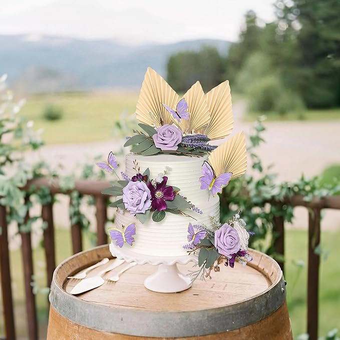 Gyufise 6Pcs Paper Palm Fan Cake Toppers Palm Leaf Fan Cake Topper Palm Spear Leaf Cupcake Toppers Cake Insert Decoration For Cake Decorating Diy Craft Project Home Wedding Party Supplies Beige