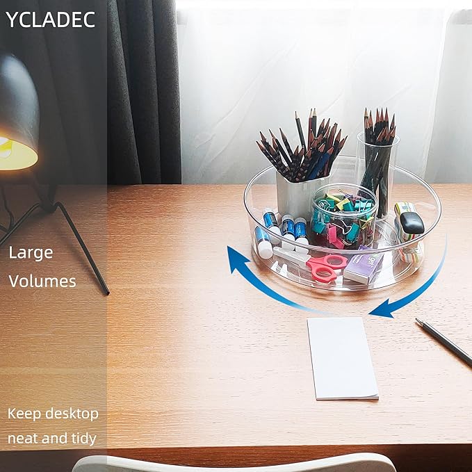 4 Pack Lazy Susan 11.5" Inch Turntable Organizer Organization Storage Container Bins Spice Rack Cabinet Rotating Condiment for Pantry Countertop Kitchen Vanity Bathroom Jewelry Holder Clear