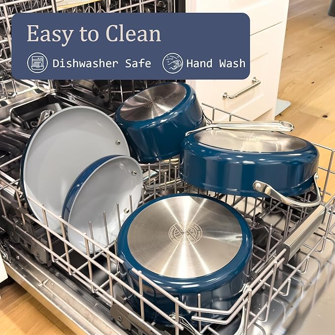 Stock Pot 4.5qt Dutch Oven with Lid (9.5") Nonstick Ceramic Coated Non-Toxic PFAS-Free Even Heat Distribution for Braising, Baking Bread & Soups, Compatible for All Cooktops(Induction/Gas/Electric) Oven Safe to 500ยฐF (Avocado Green)