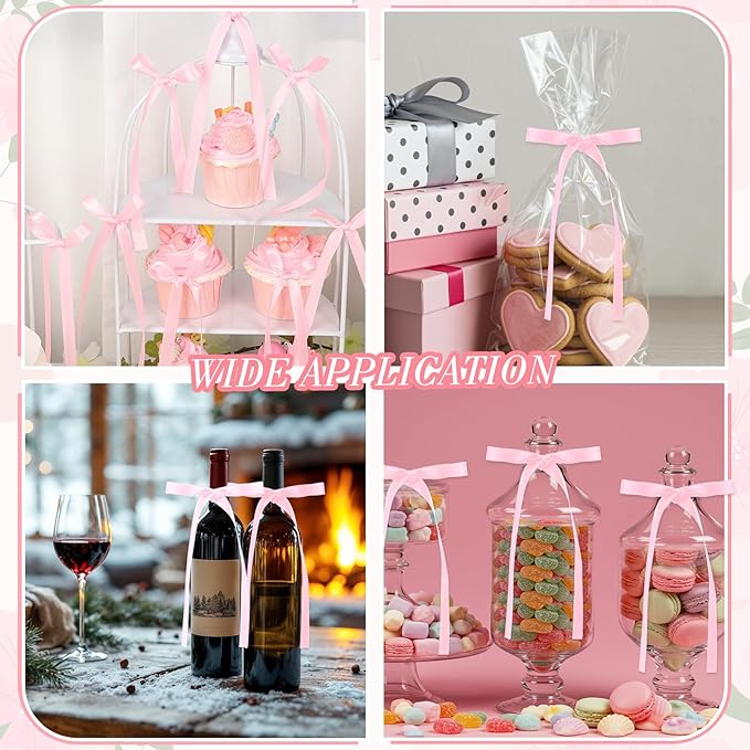 30 Pack Bow Cake Toppers Pink Bows for Cake Coquette Themed Bow Cupcake Toppers Pink Bow Birthday Decorations for Baby Shower Birthday Wedding Bachelorette Party Supplies
