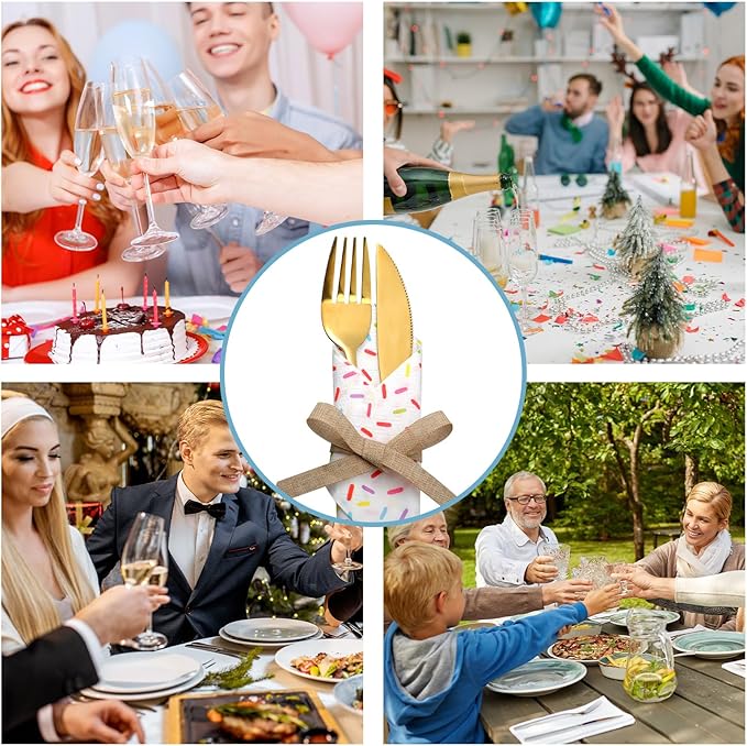 100 Pcs Sprinkles Napkins 2 Ply Disposable Paper Napkins for Baby Shower Birthday Party Theme Table Decor Supplies(White,Donut)