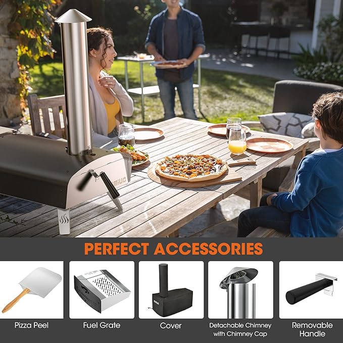 Outdoor Pizza Oven Wood Pellet 12" Pizza Ovens with Pizza Stone and Pizza Peel, Portable Wood-Fired Pizza Oven Pizza Stove for Backyard and Outside (Classic W-Oven Series)