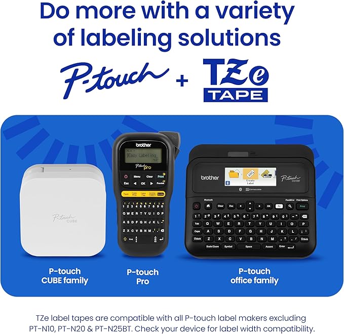 Brother Genuine P-Touch TZe Black Print on Clear Label Tape (TZe111), Laminated,1/4in x 26.2ft (6mm x 8m), for Select P-Touch Label Makers, Durable, Water-Resistant, Indoor/Outdoor Use