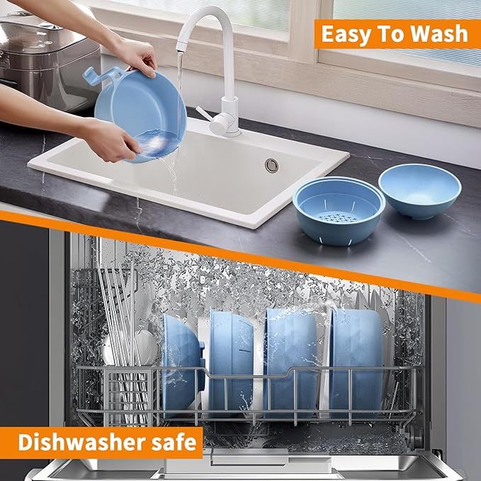 Ramen Cooker,32oz Ramen Bowl Set,Microwave Ramen Bowl, Microwave Bowl with Lid, Portable Noodle Bowls,for Home Office Dorm Room College gift (Light Blue)