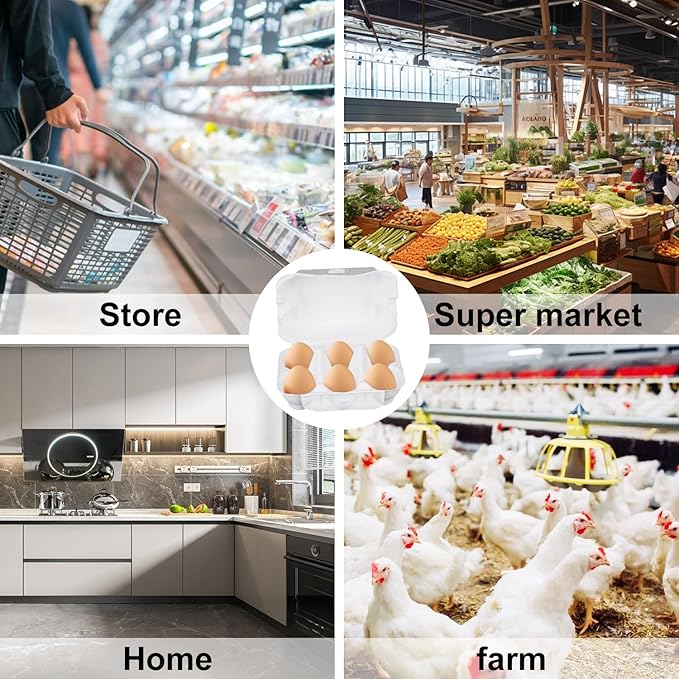 50 Pack Egg Baskets, Half Dozen Egg Cartons, Paper Egg Cartons, Egg Holder Hold 6 Eggs each for Safe Storage, Transport & Display - Ideal for Farm Fresh Eggs, Crafts, White(Standard Size)