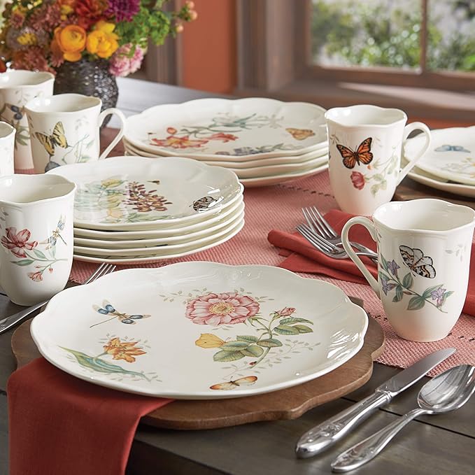 Lenox 6342794 Lenox Butterfly Meadow 18-Piece Dinnerware Set White