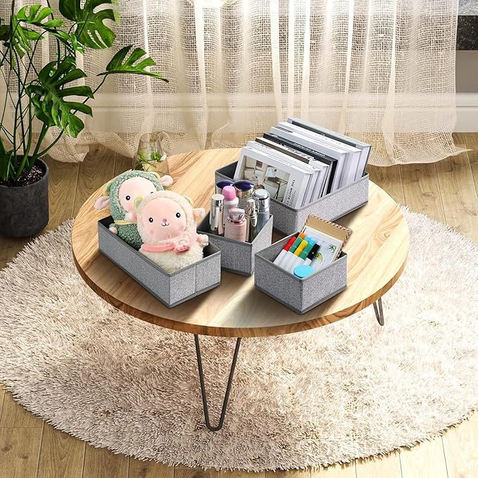 DIMJ Drawer Organizer Clothes 12 Pack - Foldable Baby Organizers and Storage & Dresser Organizer for Bedroom, Closet - Nursery Organization Dresser Dividers for underwear, Sock,Bra, Belt, Tie, Gray