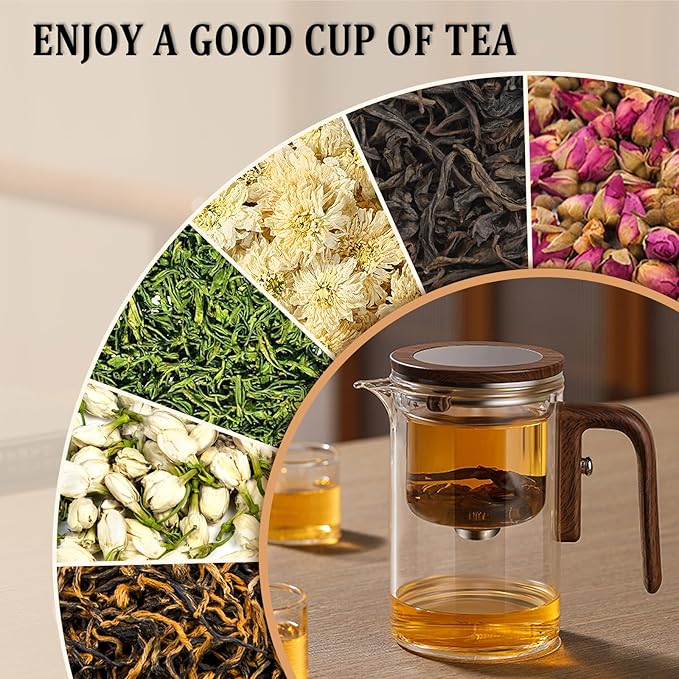 Enchanti Tea Pot - 600ml/20.3oz Witchcraft Magic Glass Teapot, Magnetic Water Separation Design, Borosilicate Infuser Pot with Strainer for Loose Leaf & Herbal Teas, Ideal for Tea Maker