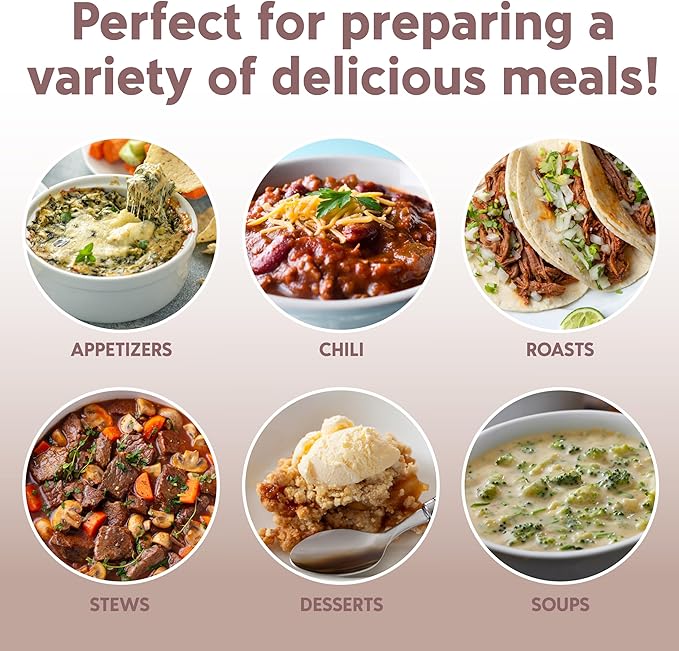 COOK WITH COLOR 2QT Mini Electric Round Slow Cooker - Adjustable Settings, Removable Stoneware Pot, Tempered Glass Lid, Dishwasher Safe, Cool-Touch Side Handles, Dusty Rose