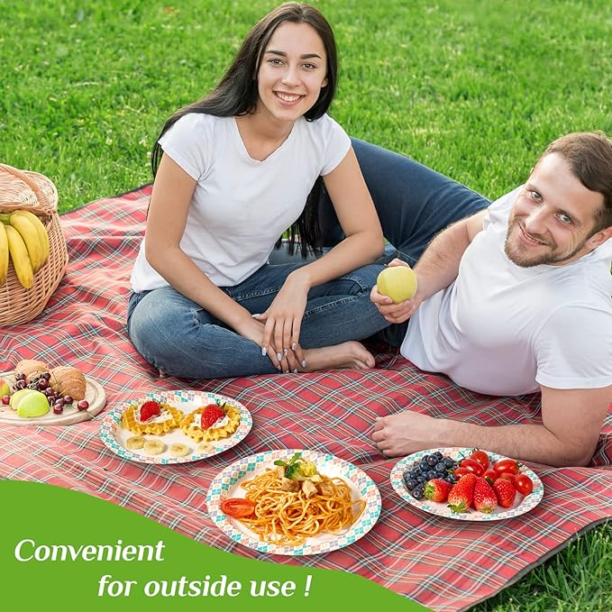 FOCUSLINE 10 Inch Paper Plates, 160 Count Disposable Paper Plates for Everyday Use, Cut-Proof & Soak-Proof Coated Dinner Plate Large, Round 10" Plate for Home, Party