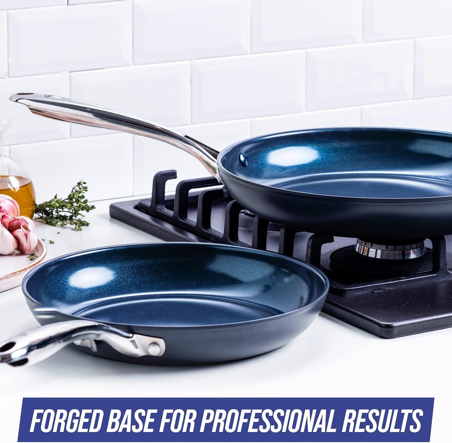 Blue Diamond Cookware Hard Anodized Ceramic Nonstick, 10" and 12" Frying Pan Skillet Set, PFAS-Free, Dishwasher Safe, Oven Safe, Grey