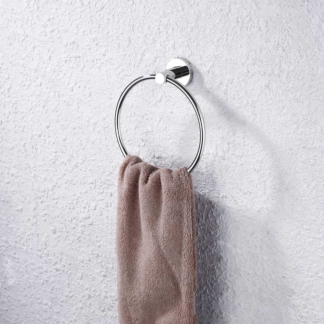 KES Bathroom Hand Towel Holder SUS 304 Stainless Steel Towel Ring Round Bath Towel Holder Wall Mount Polished Finish, A2180