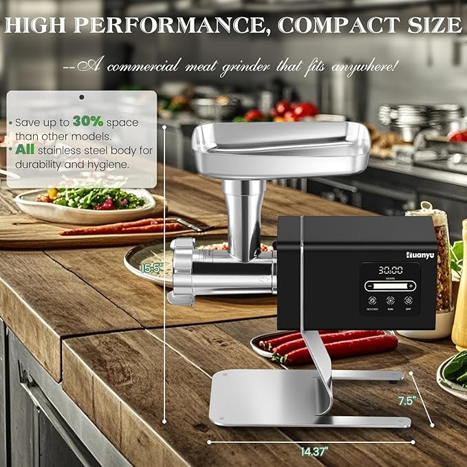 Huanyu Meat Grinder 1.3HP, Commercial Bone Grinding, Heavy Duty Stainless Steel with Touchscreen for Effortless Meat & Bone Processing #12