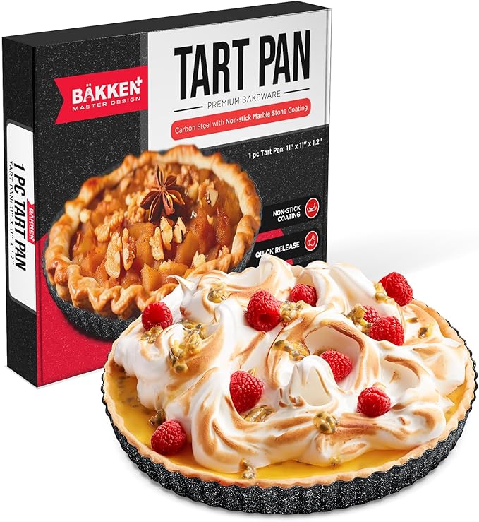 Tart Pan – Quick Release Removable Base, Non-Stick Fluted Edge, Durable Steel - Create Perfect Pies, Fruit Tarts, and Quiches with Ease