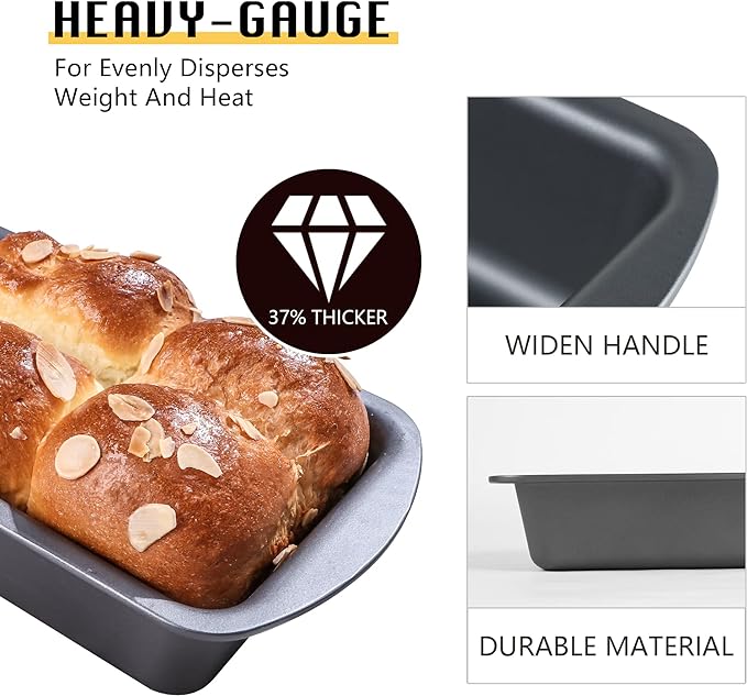 HONGBAKE 6 Pack Bread Pan 1 Lb, 8.5 x 4.5 Inch Loaf Pans for Baking Bread, Nonstick Meatloaf Pan with Wide Grips, Banana Bread Tin for Homemade Bread, Grey