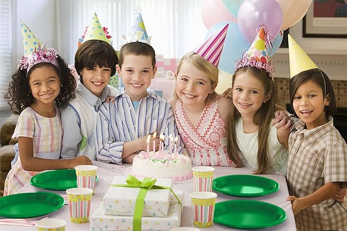 Exquisite Party Solids Emerald Green Plastic Plates For Party 9" Emerald Green Disposable Plates Heavy Duty Supplies 100 Pcs Plastic Dinnerware Sets Heavy Duty 350 GSM Disposable Dinnerware Set