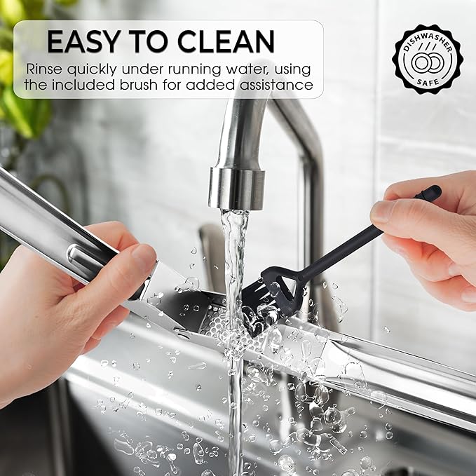 Garlic Press Stainless Steel - No Need to Peel Garlic Mincer & Crusher - 304 Inox, 7.34 Oz, Large Trough - Ergonomic Handle, Easy to Clean, Dishwasher Safe (2 Years Warranty) (Orange)