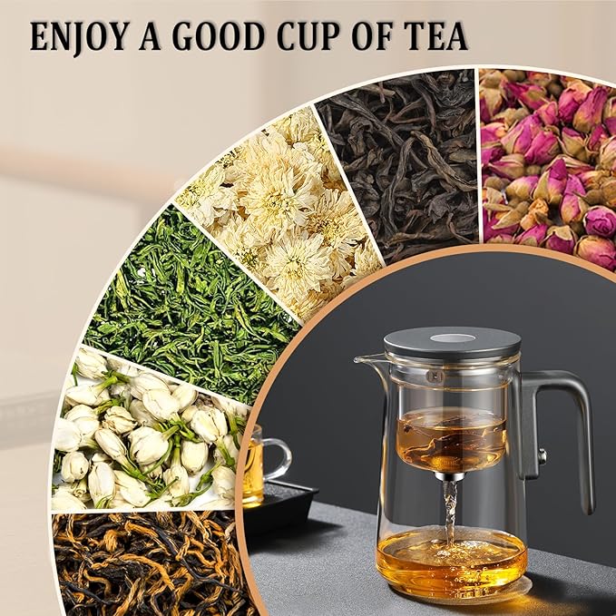 Enchanti Tea Pot - 800ml/27.1oz Witchcraft Magic Glass Teapot, Magnetic Water Separation Design, Borosilicate Infuser Pot with Strainer for Loose Leaf & Herbal Teas, Ideal for Tea Maker