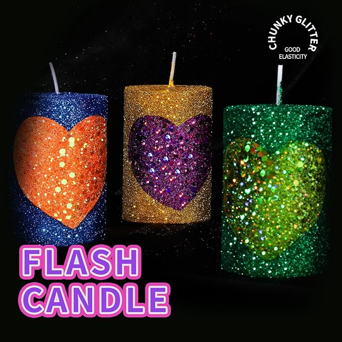 LEOBRO Glitter, 32 Colors Fine and Chunky Glitter for Crafts, Resin, Halloween Christmas Decors, Nail Body, Art Crafts