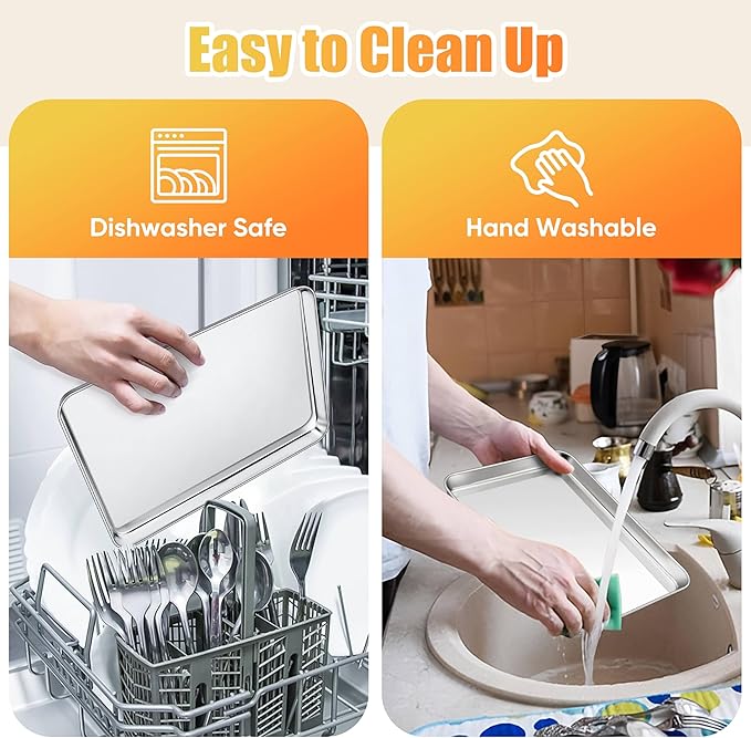 Homikit 2 Pack Baking Sheet, 9 x 7 Inches Stainless Steel Cookie Tray Set for Cooking Toasting, Mini Metal Cookie Toaster Oven Baking Pan Non Stick, Rustproof & Mirror Finish, Dishwasher Safe