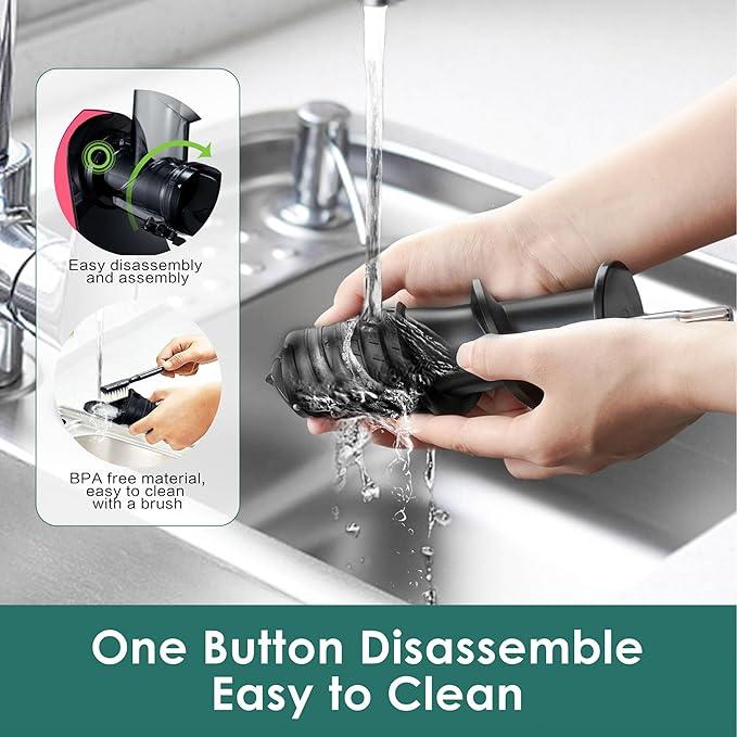 Slow Juicers, Cold Pressed Juicer Machine with 3-inch Large Feeding Chute,Masticating Juicer Machines Vegetable and Fruit,BPA Free, Powerfull 200w Motor(Pink)