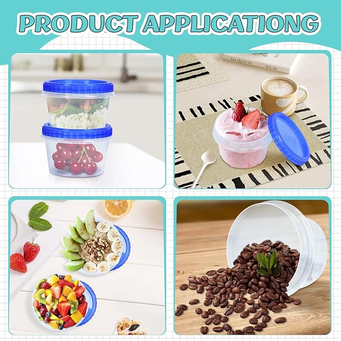 12 Pack Freezer Containers with Lids, 16 Oz Stackable Reusable Plastic Storage Container, Airtight Plastic Food Storage Containers with Twist Top Lids for Food Soup Jello Sauce