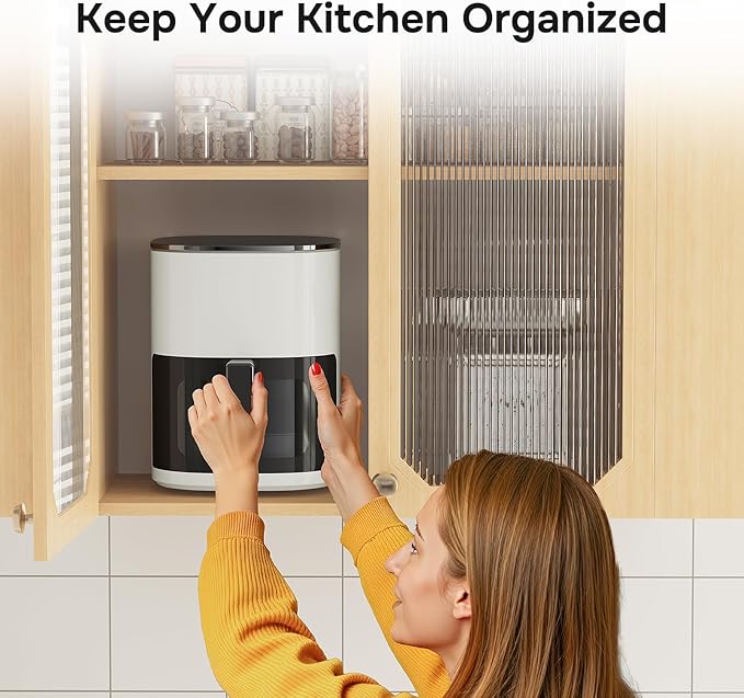 Simple Deluxe Air Fryer - 6.34 QT Digital Airfryer with Visible Window, 12 Presets Functions, Nonstick and Dishwasher-Safe Basket, 1700W, Beige