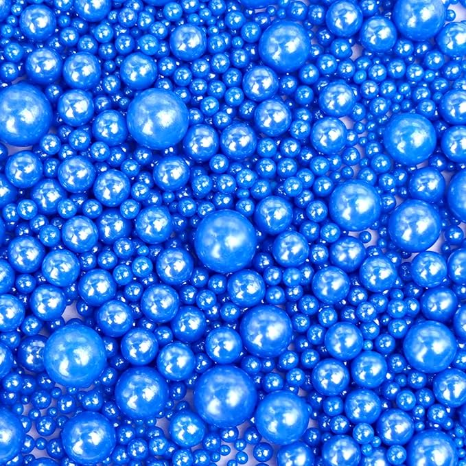 Edible Navy Blue Pearl Sugar Sprinkles, 130g/4.58oz, Blue Pearls Sprinkles for Cake Decorating, Cupcake Toppers, Cake Decorations
