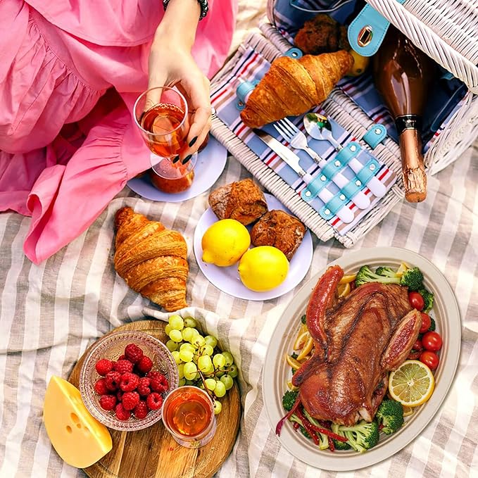 WELLIFE 100% Compostable Oval Paper Plates 12 Inch, 125-Pack Heavy Duty Paper Plates Bulk,Biodegradable Bagasse,Eco-Friendly Disposable Dinner Plate for BBQ,Picnic,Party (BPI Certified,Microwaveable)