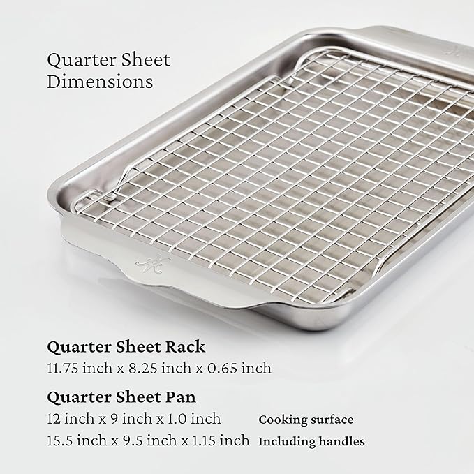 Hestan Provisions OvenBond – 9" x 12.5" Tri-ply Quarter Sheet Pan with Stainless Steel Rack